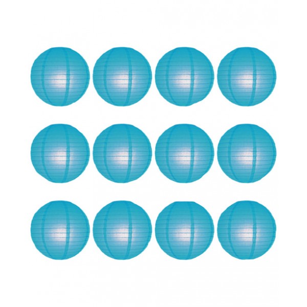 16" Paper Lantern Turquoise Regular Wire Value Pack (12 PCS).